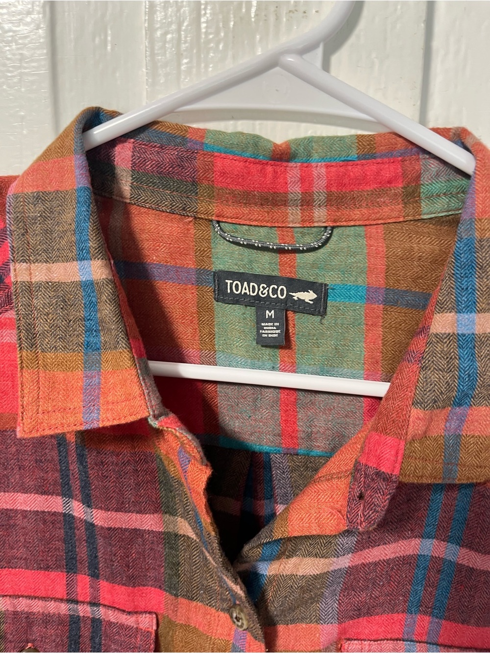 Toad & Co Re-Form Flannel Long Sleeve button down plaid shirt size M - Picture 3 of 9